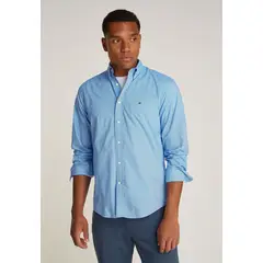 TOMMY HILFIGER - Camisa Solid Poplin Regular Fit Celeste