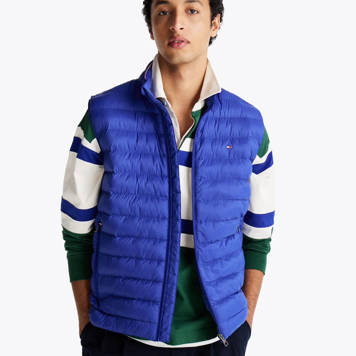 TOMMY HILFIGER - Parka Vest Plegable Repelente Al Agua Azul Tommy Hilfiger