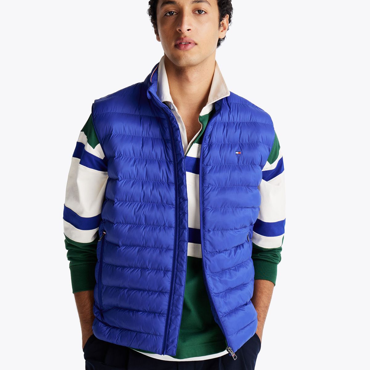 TOMMY HILFIGER - Parka Vest Plegable Repelente Al Agua Azul Tommy Hilfiger