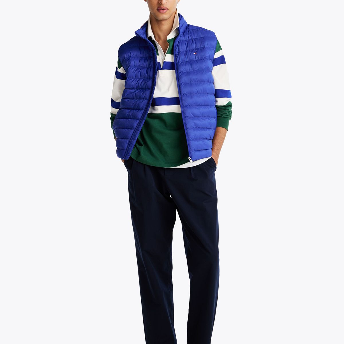 TOMMY HILFIGER - Parka Vest Plegable Repelente Al Agua Azul Tommy Hilfiger