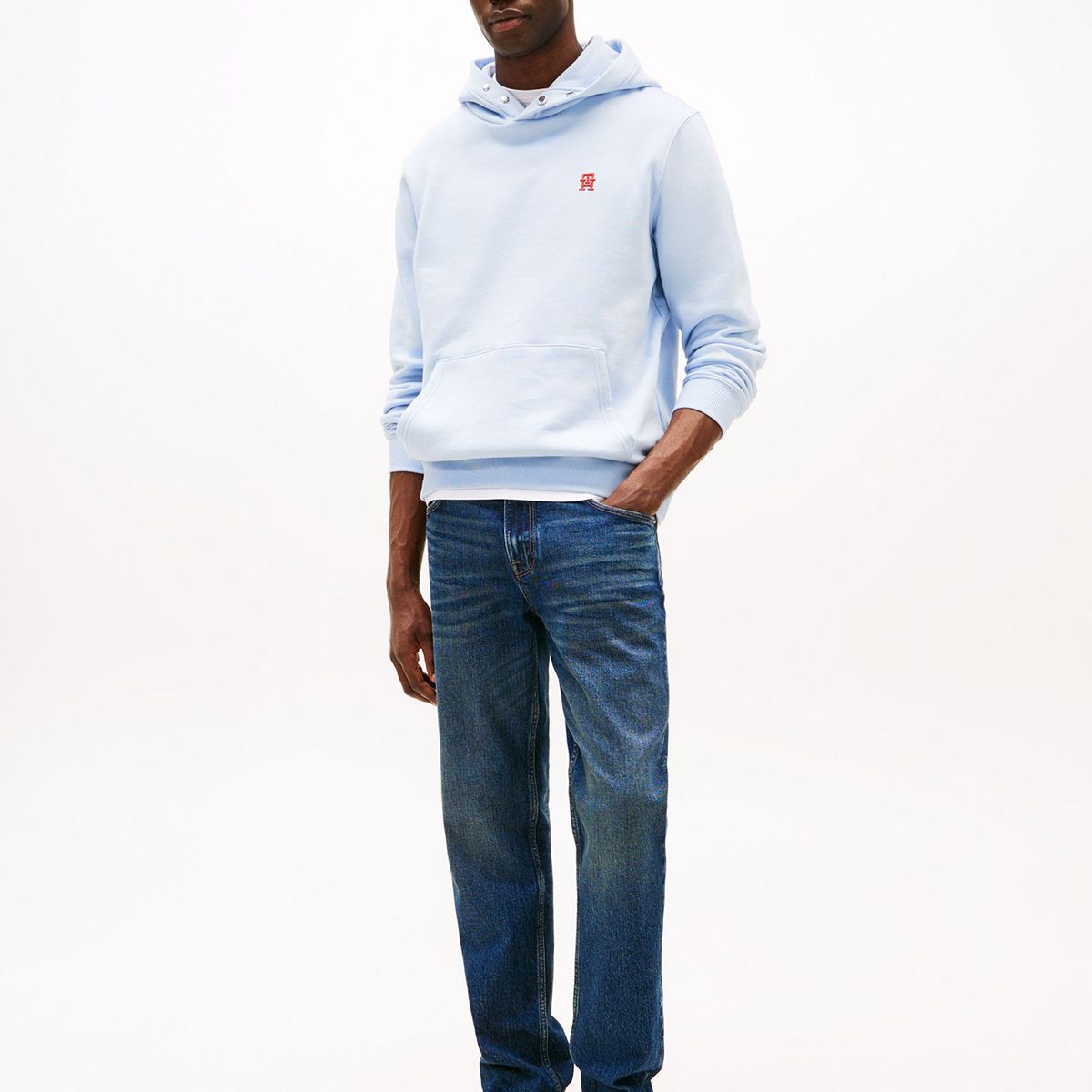 TOMMY HILFIGER - Polerón Hoodie Monograma Th Celeste Tommy Hilfiger