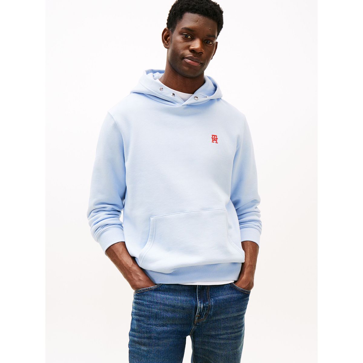 TOMMY HILFIGER - Polerón Hoodie Monograma Th Celeste Tommy Hilfiger