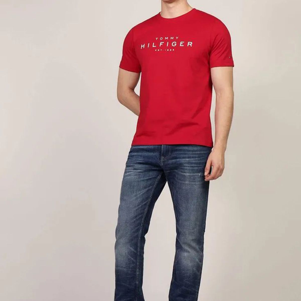 TOMMY HILFIGER - Polera Big Logo Regular Fit Rojo Tommy Hilfiger