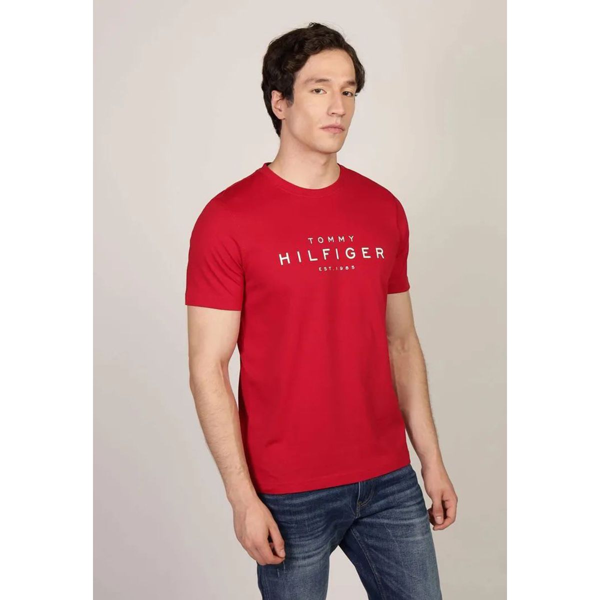 TOMMY HILFIGER - Polera Big Logo Regular Fit Rojo Tommy Hilfiger