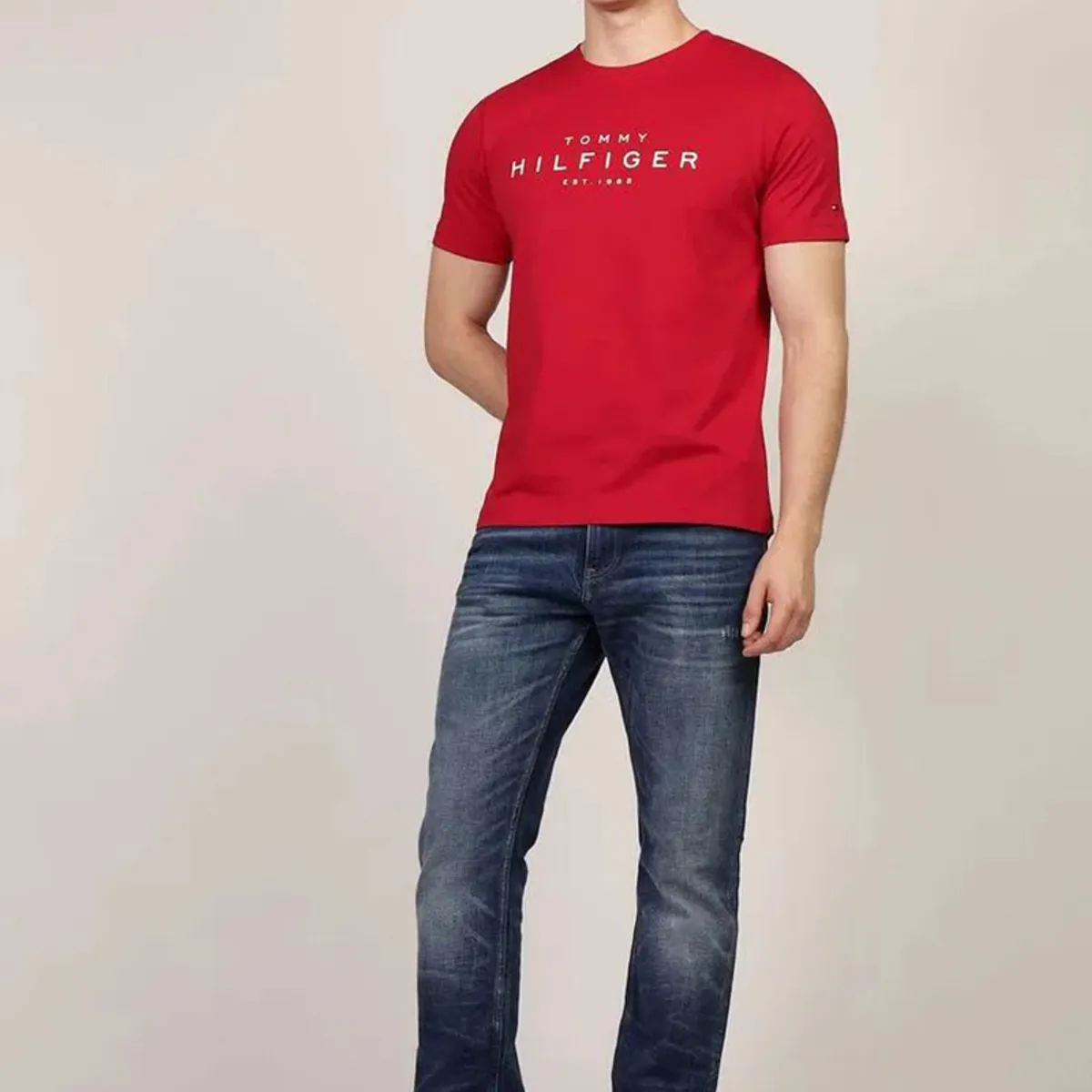 TOMMY HILFIGER - Polera Big Logo Regular Fit Rojo Tommy Hilfiger