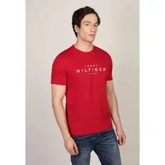 TOMMY HILFIGER - Polera Big Logo Regular Fit Rojo