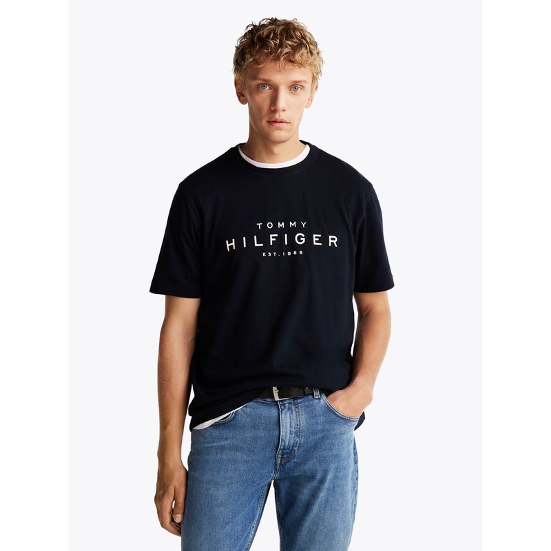 TOMMY HILFIGER - Polera Big Logo Regular Fit Azul Tommy Hilfiger
