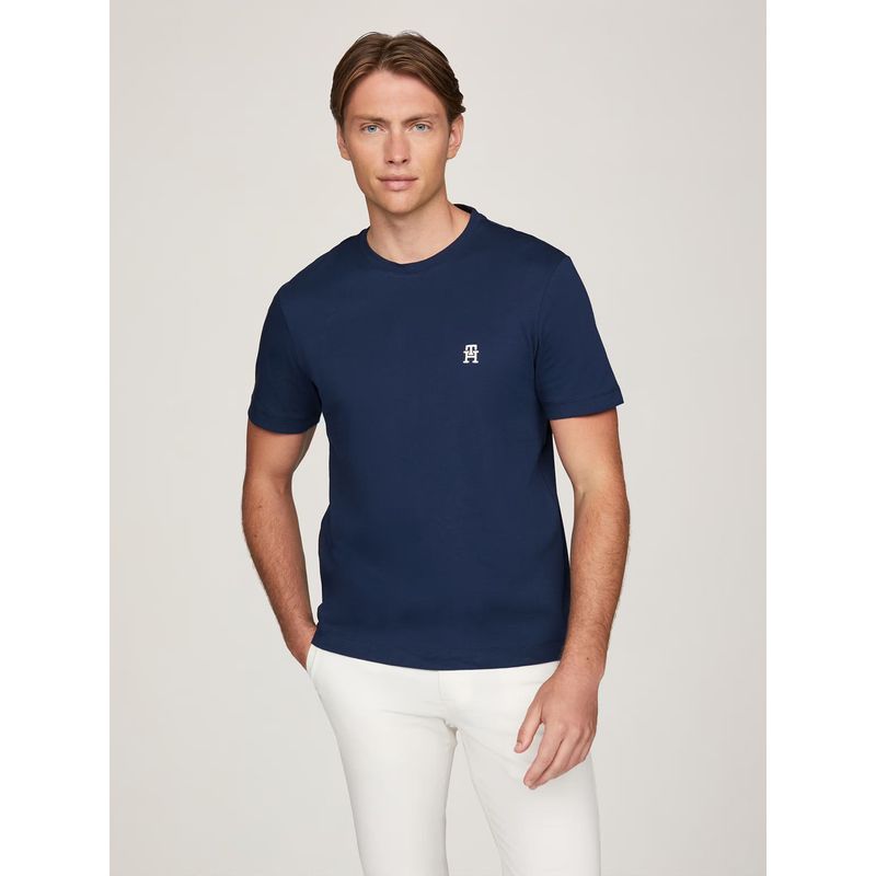 TOMMY HILFIGER - Polera Con Logo Monogram Azul Tommy Hilfiger_.