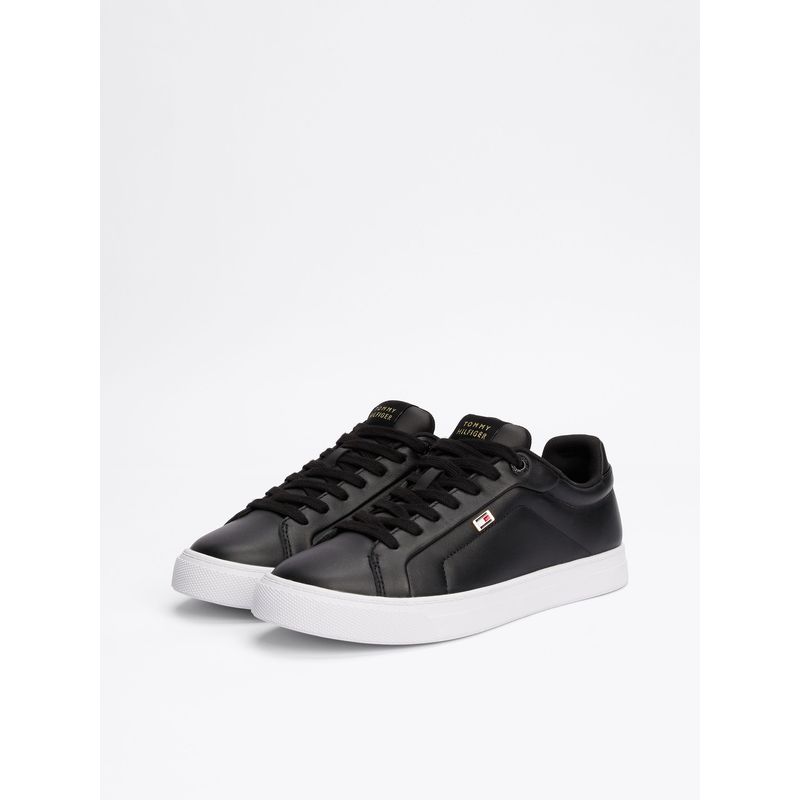 TOMMY HILFIGER - Zapatillas Icon Court Flag De Cuero Negro Tommy Hilfiger