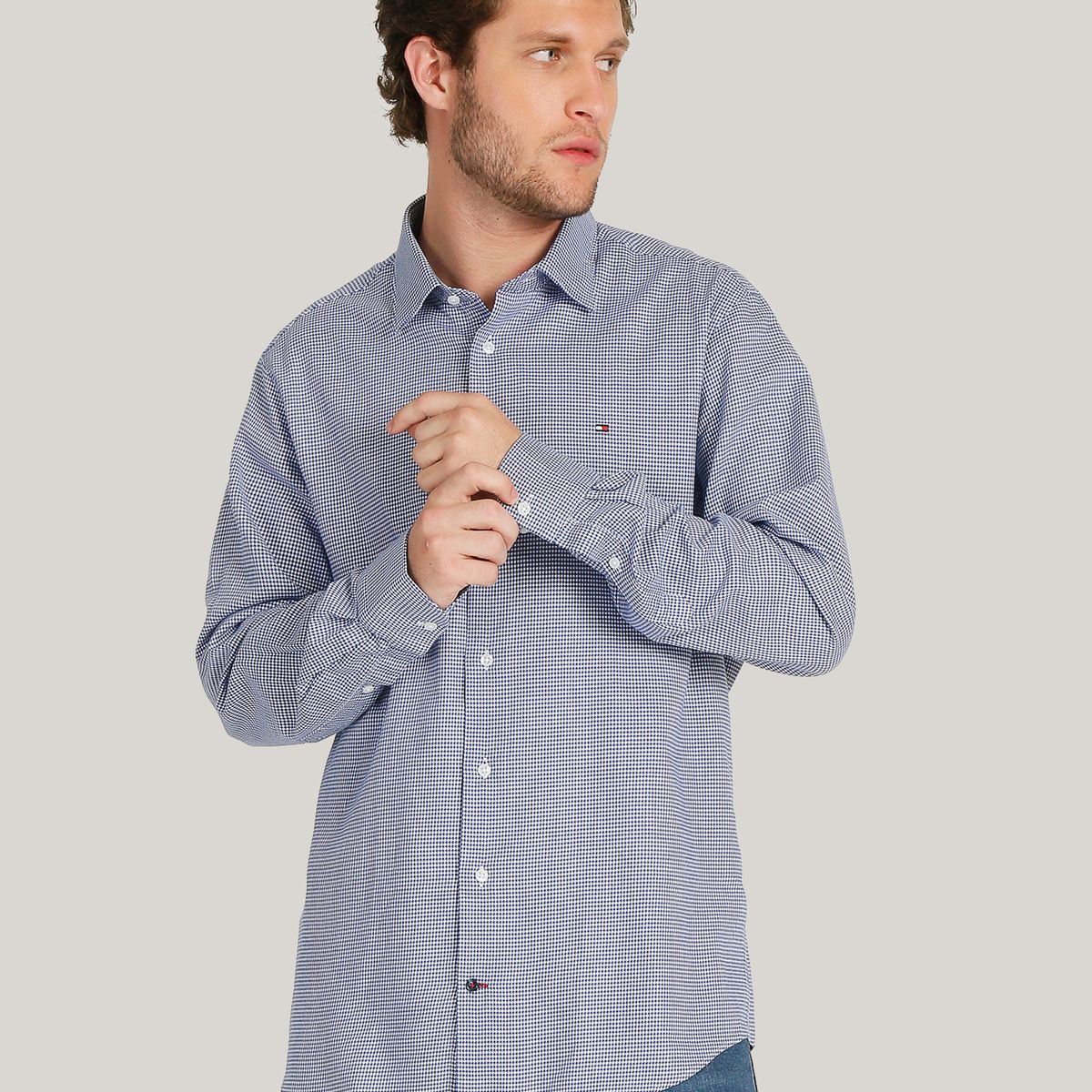 TOMMY HILFIGER - Camisa Solid Regular Fit Azul Tommy Hilfiger