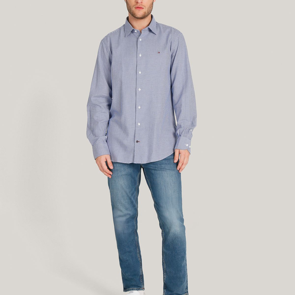 TOMMY HILFIGER - Camisa Solid Regular Fit Azul Tommy Hilfiger