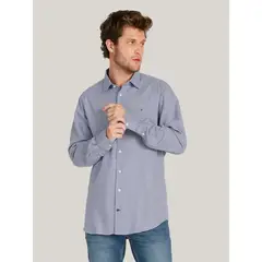 TOMMY HILFIGER - Camisa Solid Regular Fit Azul