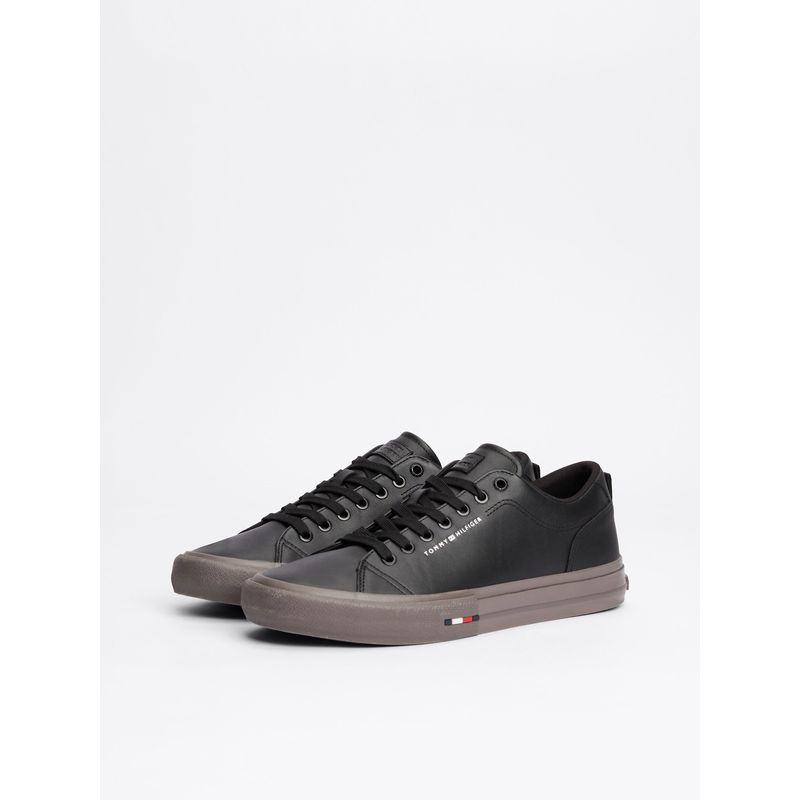 TOMMY HILFIGER - Zapatillas Vulcanizadas Street De Cuero Negro Tommy Hilfiger