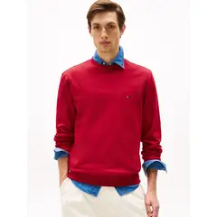 TOMMY HILFIGER - Polerón Solid Con Cuello Redondo Rojo