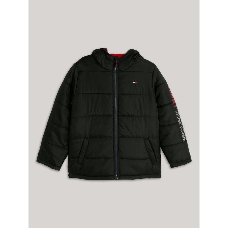 TOMMY HILFIGER - Th Parka Sleeve Logo Puffer Negro Tommy Hilfiger