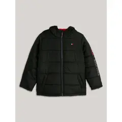 TOMMY HILFIGER - Th Parka Sleeve Logo Puffer Negro
