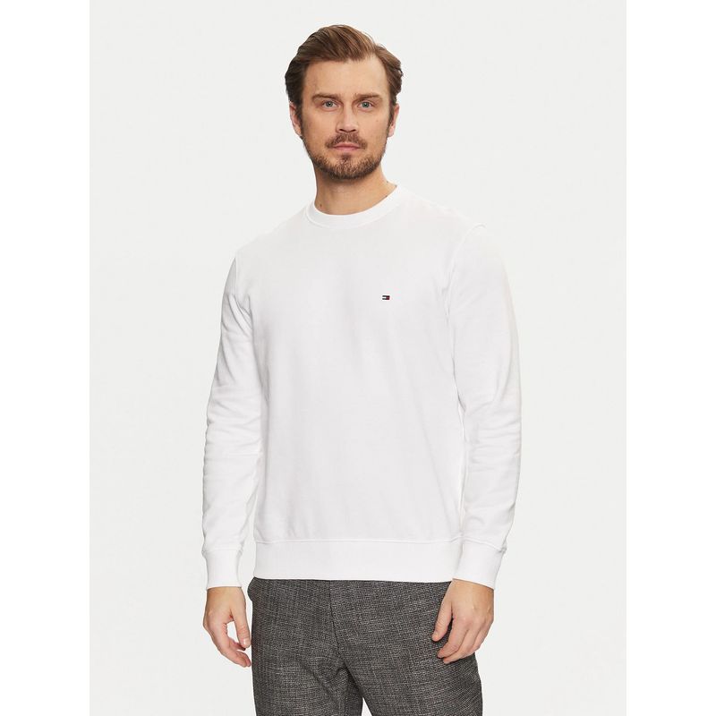 TOMMY HILFIGER - Polerón Solid Con Cuello Redondo Blanco Tommy Hilfiger