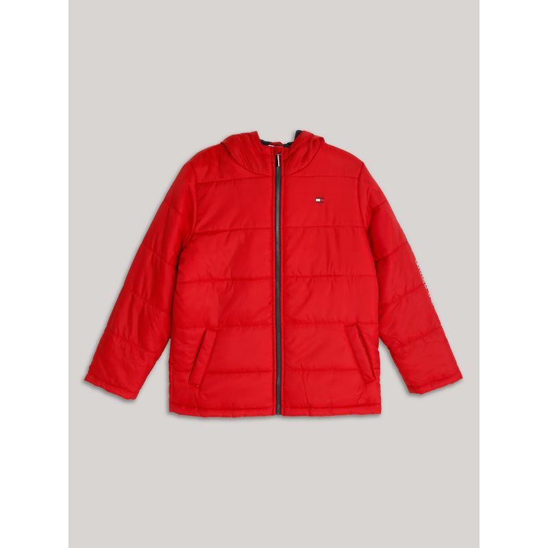 TOMMY HILFIGER - Parka Sleeve Logo Puffer Rojo Tommy Hilfiger