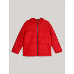 TOMMY HILFIGER - Parka Sleeve Logo Puffer Rojo