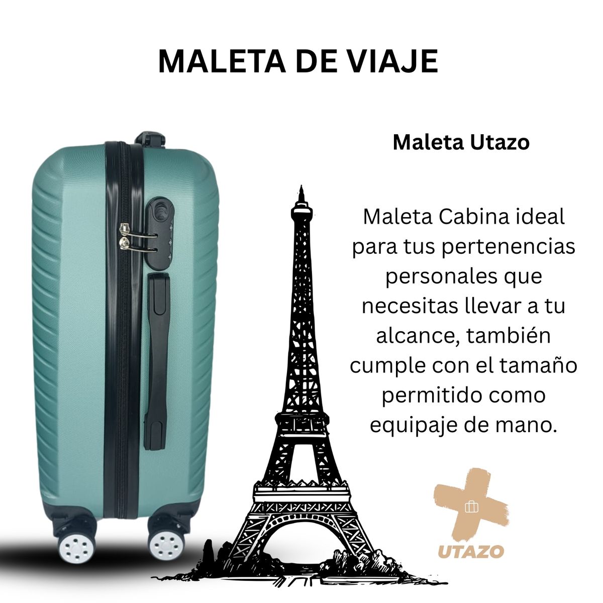 GENERICO - Maleta Cabina Utazo Carry On 10kg + Set Bolsa Organizadora