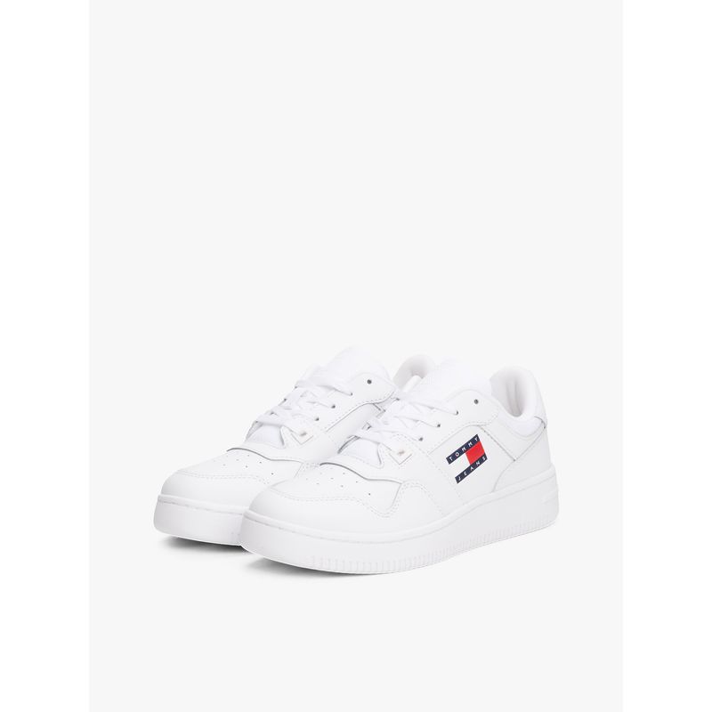 TOMMY HILFIGER - Zapatillas Essential Retro De Cuero Blanco Tommy Jeans