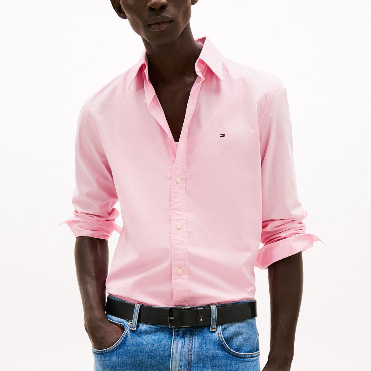 TOMMY HILFIGER - Camisa Th Flex Solid Regular Fit Rosado Tommy Hilfiger