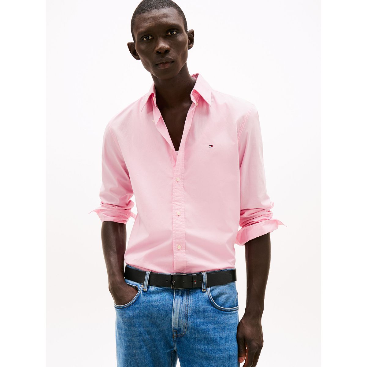 TOMMY HILFIGER - Camisa Th Flex Solid Regular Fit Rosado Tommy Hilfiger