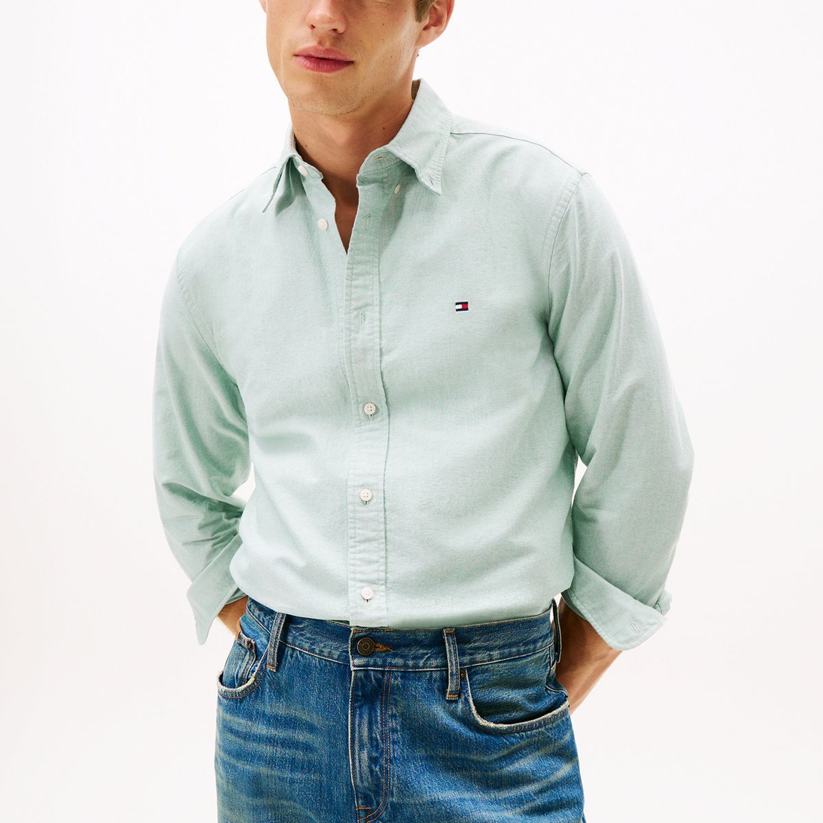 TOMMY HILFIGER - Camisa Oxford Heritage Regular Fit Verde Tommy Hilfiger