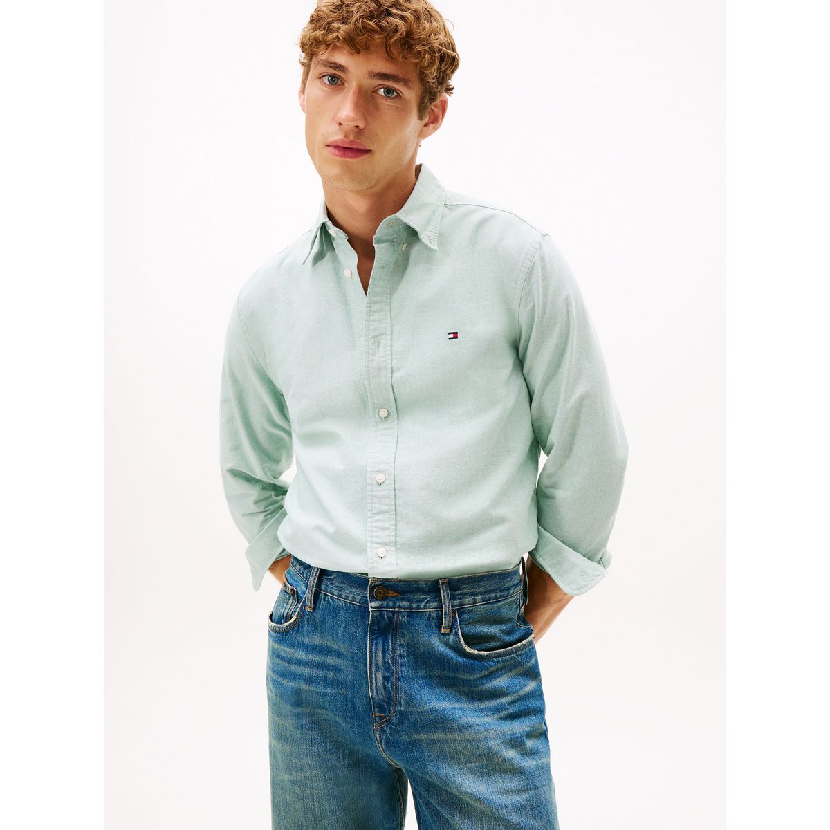 TOMMY HILFIGER - Camisa Oxford Heritage Regular Fit Verde Tommy Hilfiger