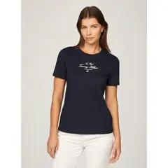 TOMMY HILFIGER - Polera Logo Script Regular Fit Azul