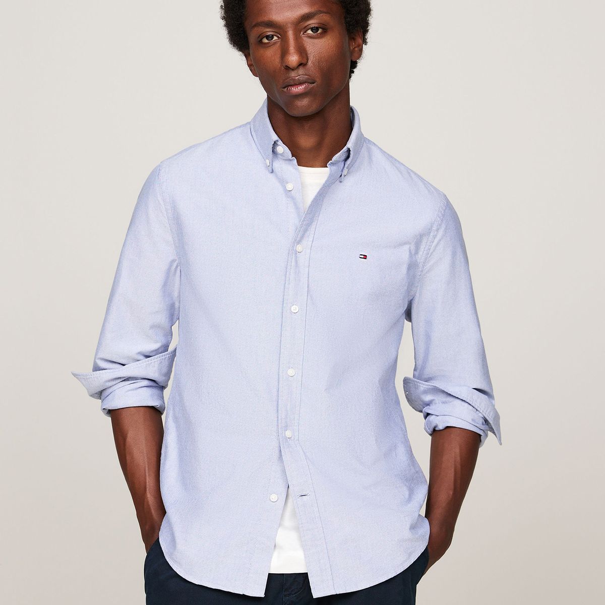 TOMMY HILFIGER - Camisa Oxford Heritage Regular Fit Celeste Tommy Hilfiger