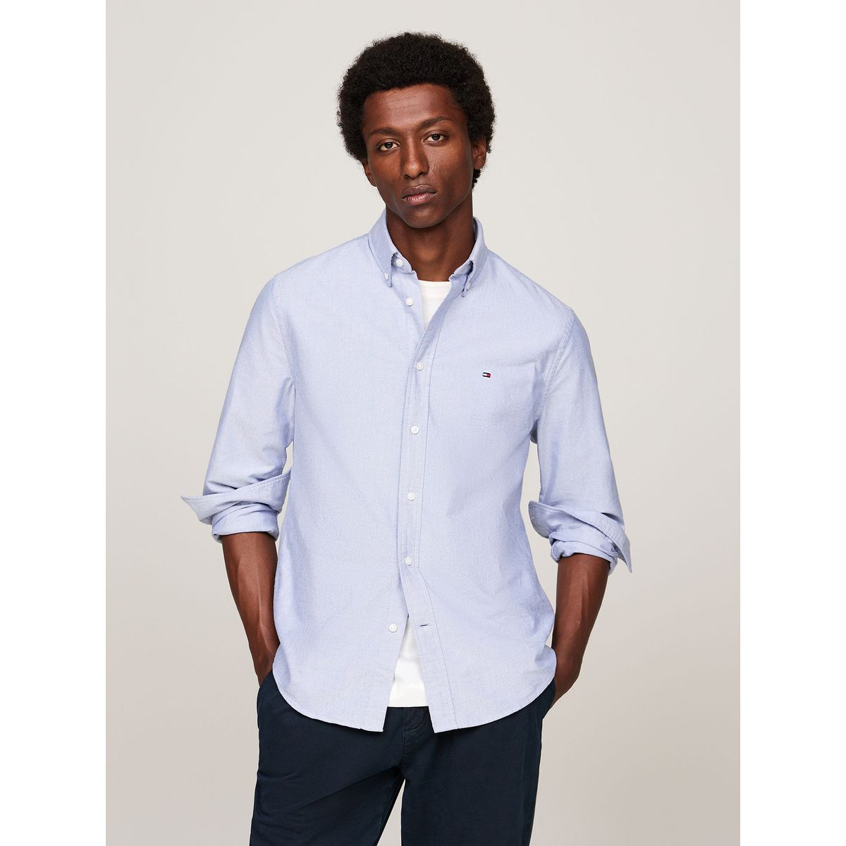 TOMMY HILFIGER - Camisa Oxford Heritage Regular Fit Celeste Tommy Hilfiger