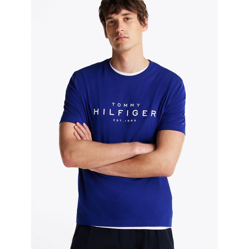 TOMMY HILFIGER - Polera Big Logo Regular Fit Azul Tommy Hilfiger