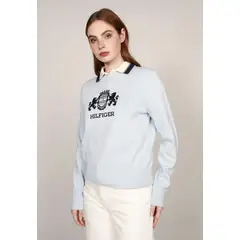TOMMY HILFIGER - Sweater C-Neck Con Logo Celeste