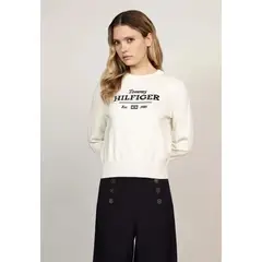 TOMMY HILFIGER - Sweater C-Neck Con Logo Blanco Tommy Hilfiger.