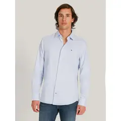 TOMMY HILFIGER - Camisa Solid Regular Fit Celeste