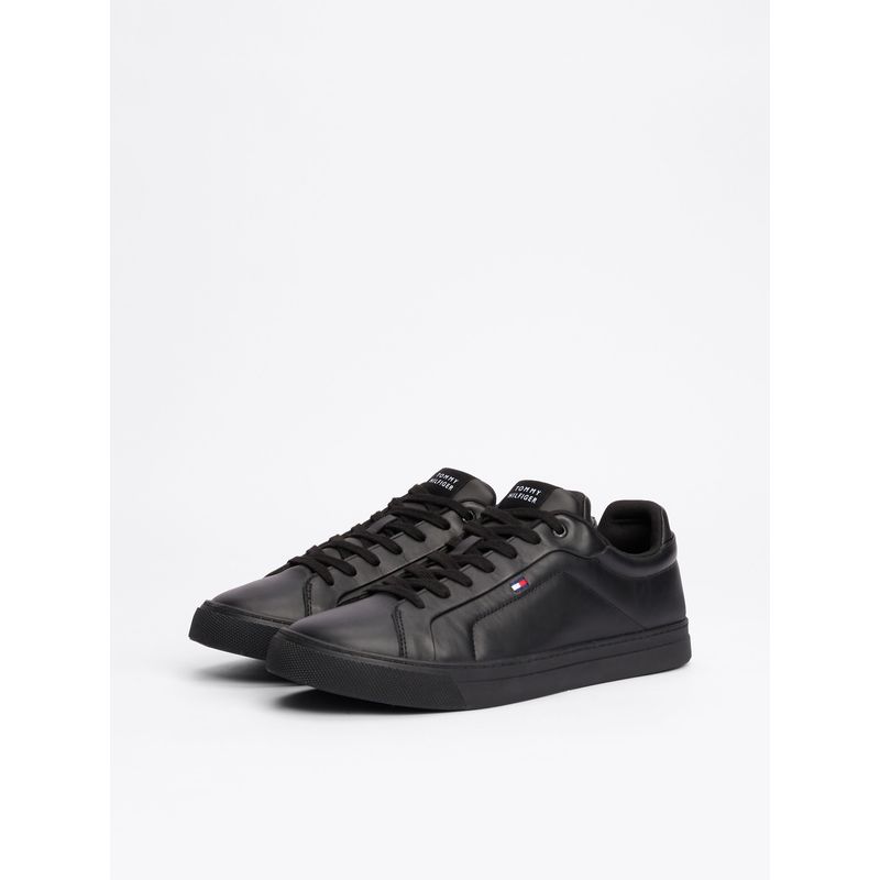 TOMMY HILFIGER - Zapatillas Essential De Cuero Negro Tommy Hilfiger