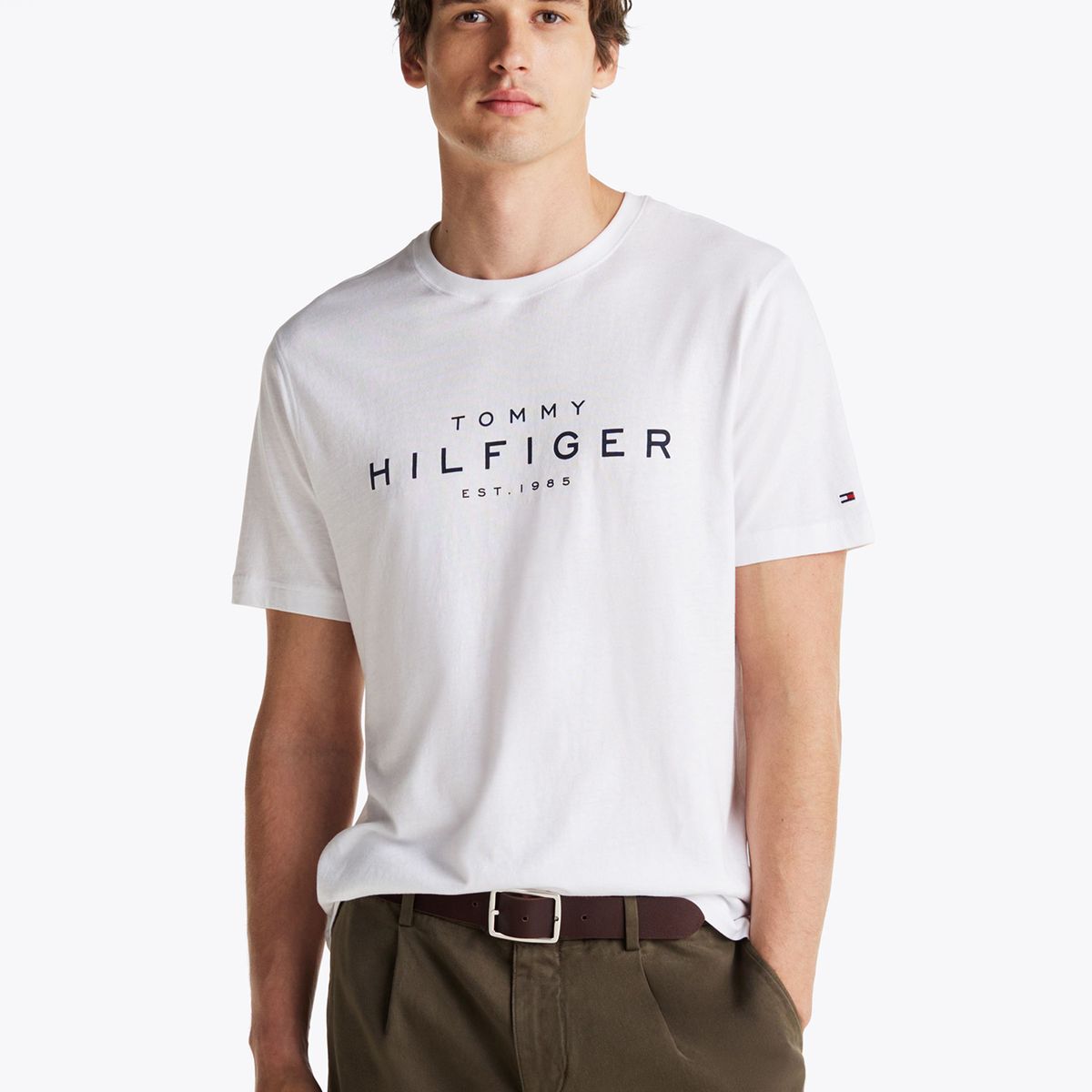TOMMY HILFIGER - Polera Big Logo Regular Fit Blanco Tommy Hilfiger