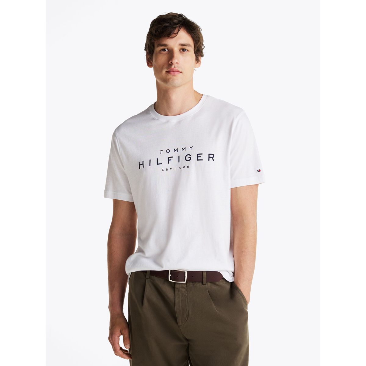 TOMMY HILFIGER - Polera Big Logo Regular Fit Blanco Tommy Hilfiger