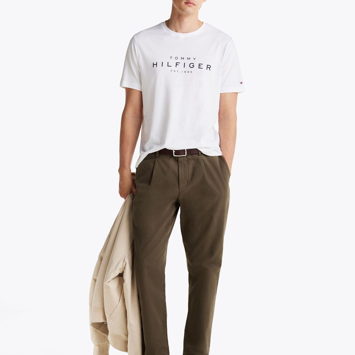 TOMMY HILFIGER - Polera Big Logo Regular Fit Blanco Tommy Hilfiger