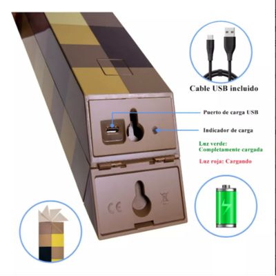 Imagen 2 del producto Lámpara Antorcha Minecraft Recargable 4 Colores En 1 Gamer