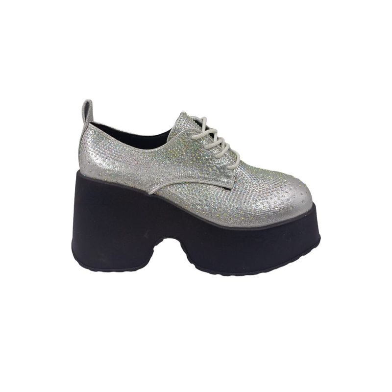 HERIEL - Zapato Plateado Brillo Plataforma Mujer