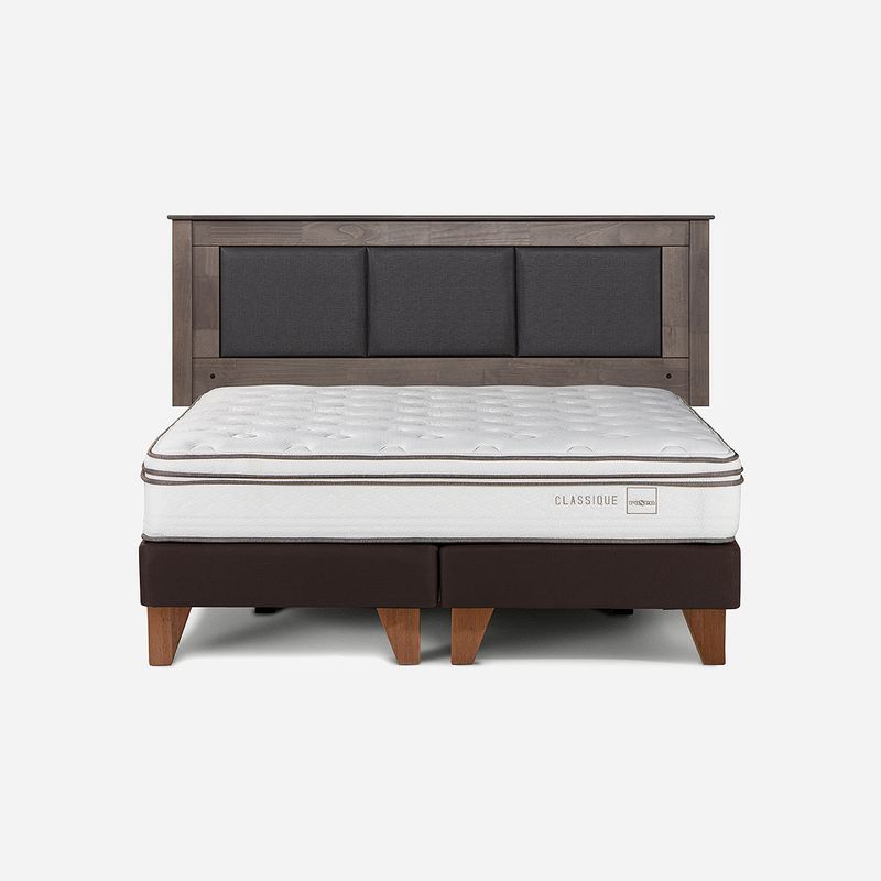 ROSEN - Cama Europea Classique+ King + Respaldo Rachel Gris