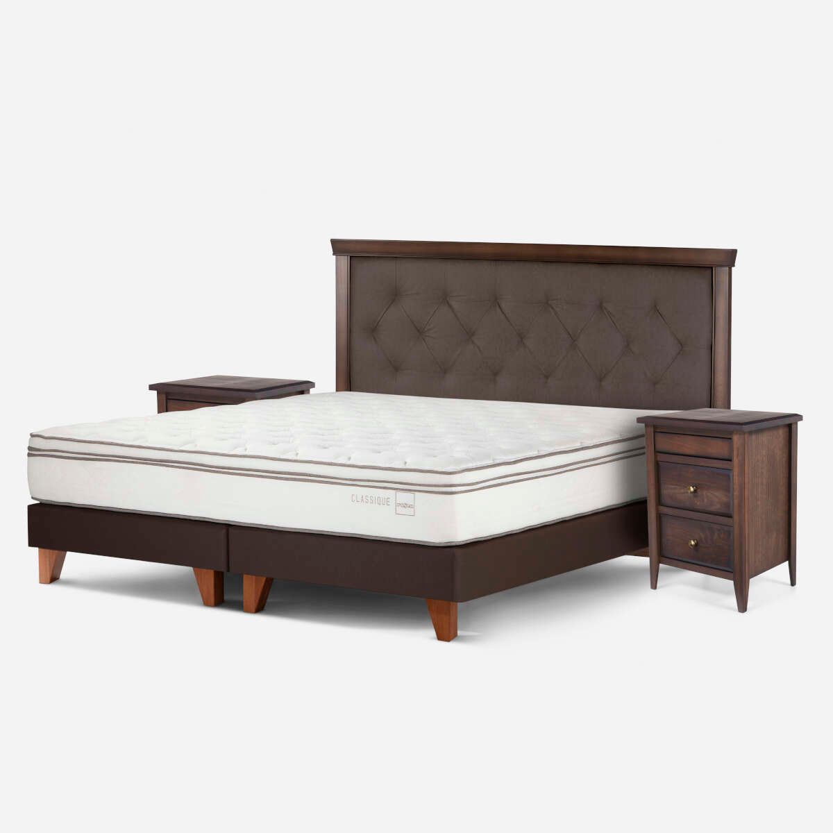 ROSEN - Cama Europea Rosen Classique+ 2 Plazas + Muebles Brera
