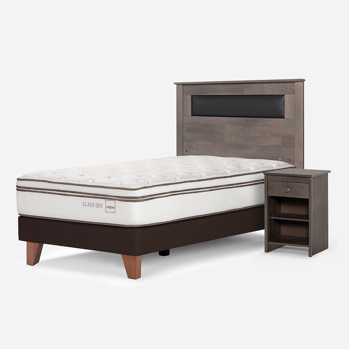 ROSEN - Cama Europea Classique+ 1,5 Plazas + Muebles Ferrara