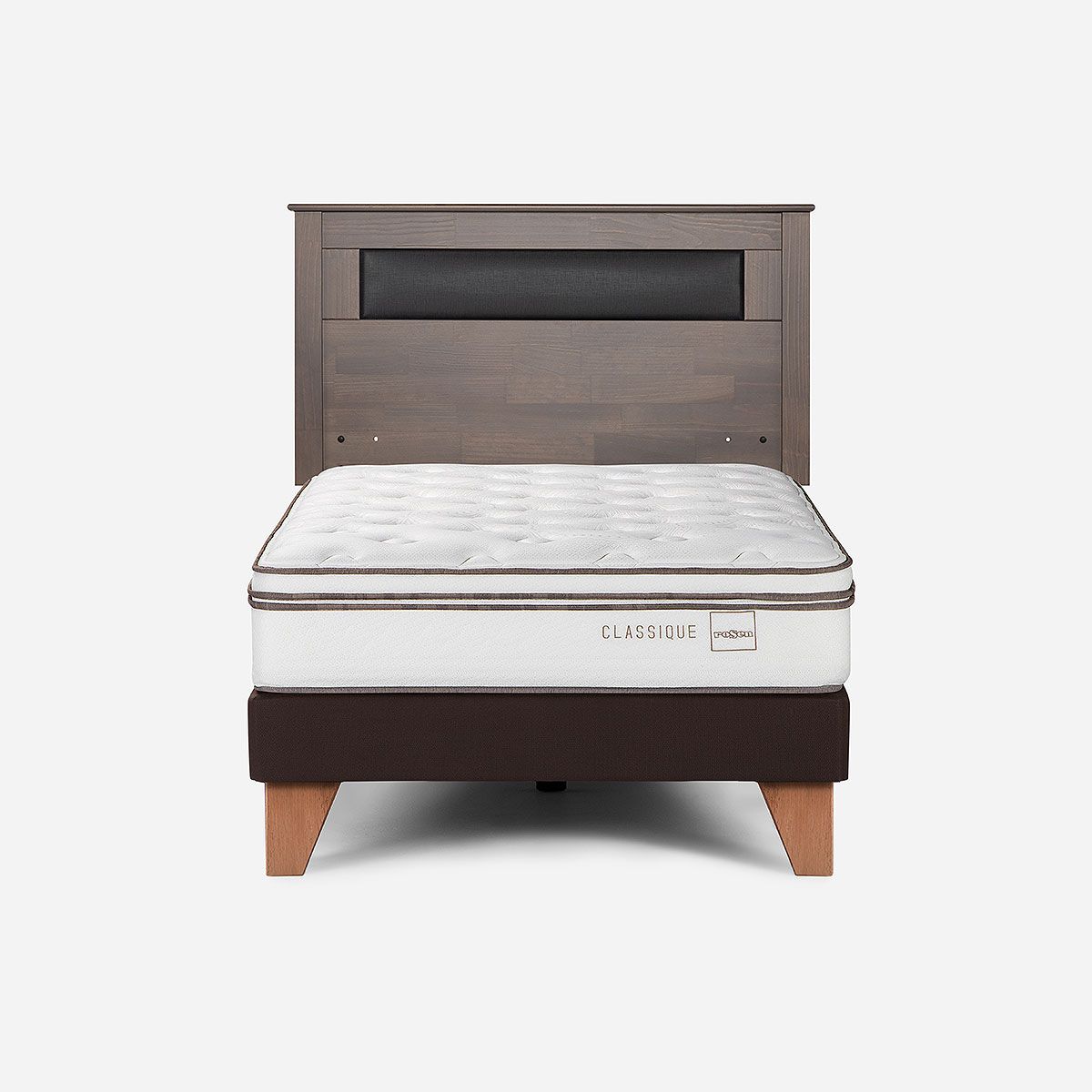 ROSEN - Cama Europea Classique+ 1,5 Plazas + Respaldo Ferrara