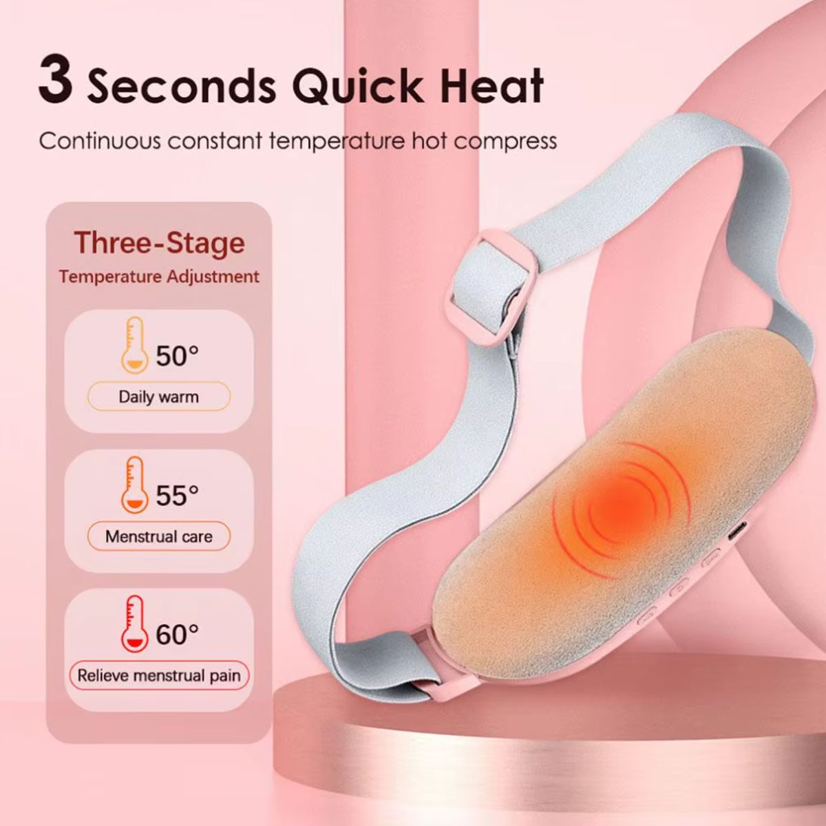 GENERICO - Cinturón Calentador Alivio Cólicos Menstruales Guatero Usb