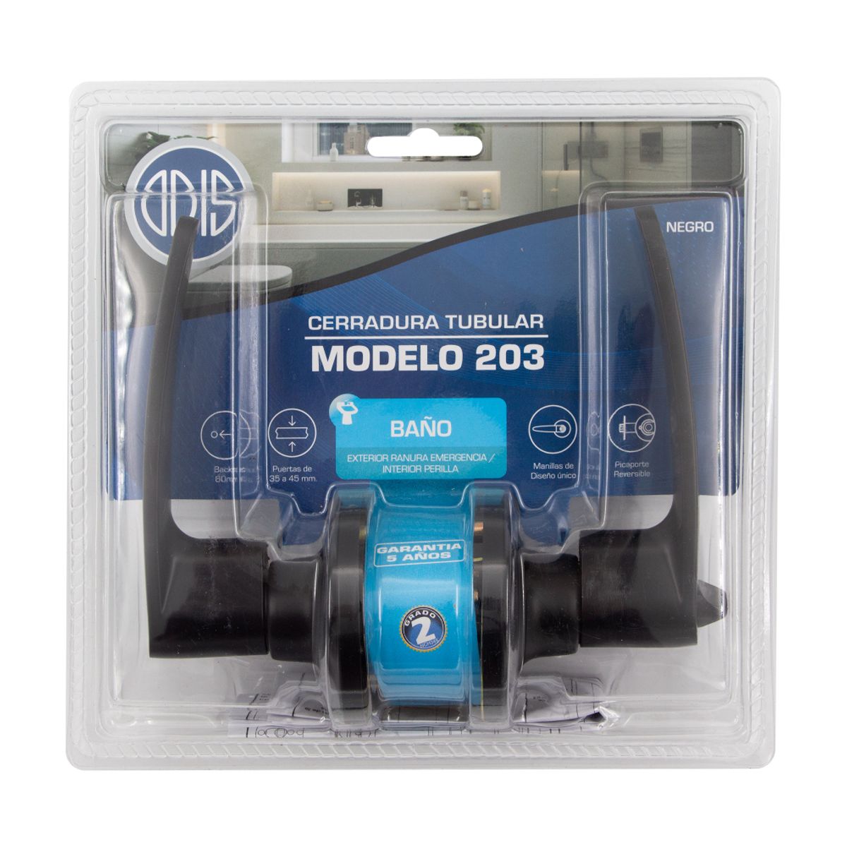 ODIS - Odis Cerradura Tubular Con Manilla 203 Baño Negro