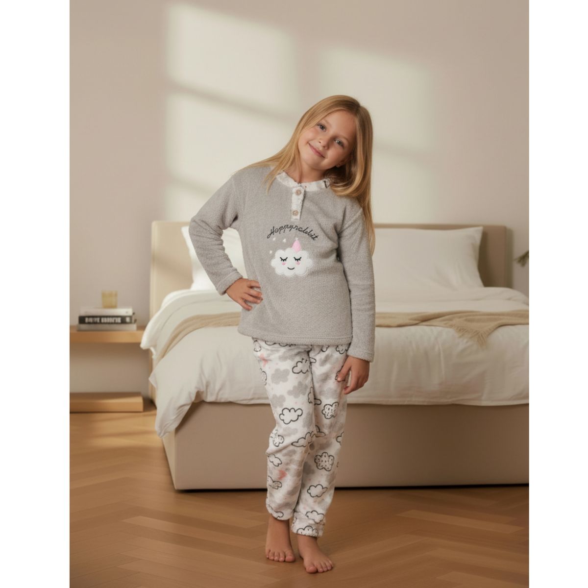 LIKE SHOP - Pijama Polar Niñas Diseños Nube y Colores Invierno 476