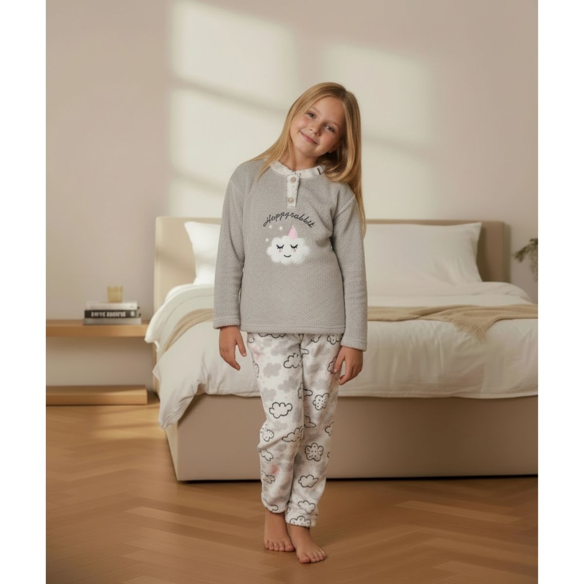 LIKE SHOP - Pijama Polar Niñas Diseños Nube y Colores Invierno 476
